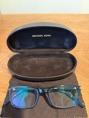 Michael Kors Black Frame Eyeglasses with Blue-Reflective Lenses